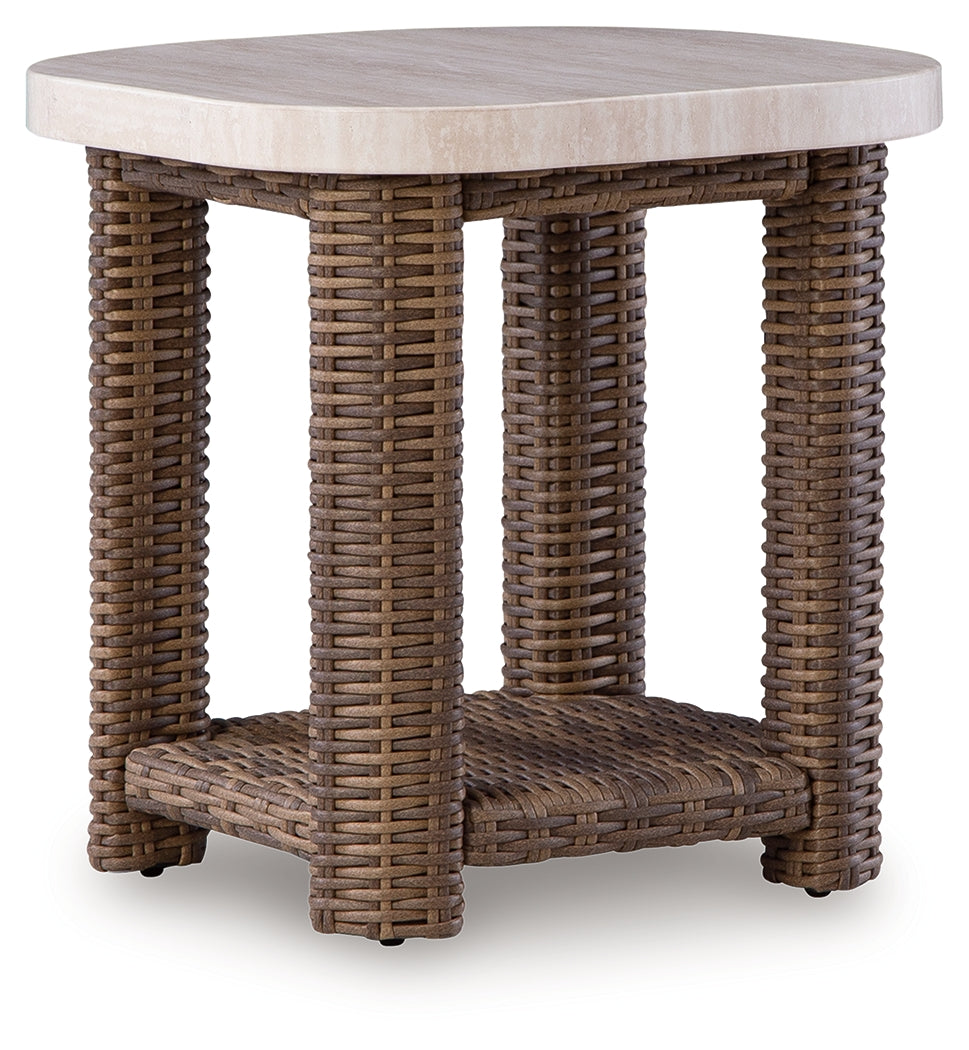 Dolan Creek Beige/Brown Square End Table- Viva Furn