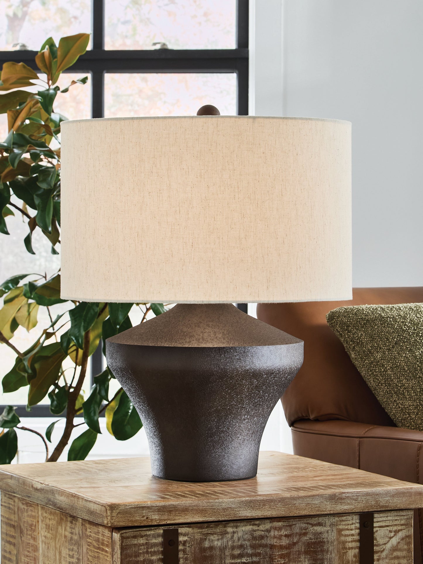 Dolanham Distressed Brown Table Lamp- Viva Furn
