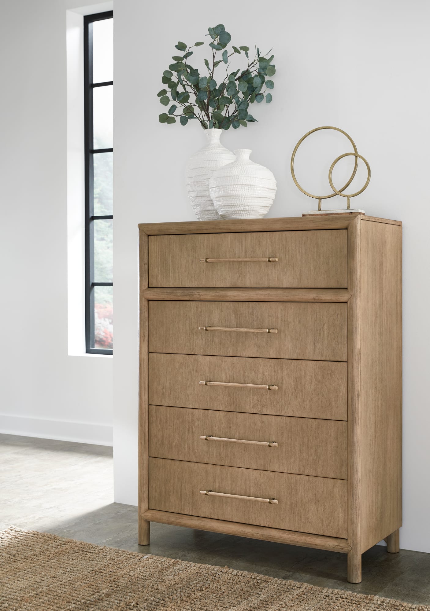 Dorsey Granola Five Drawer Chest - Ornate Home