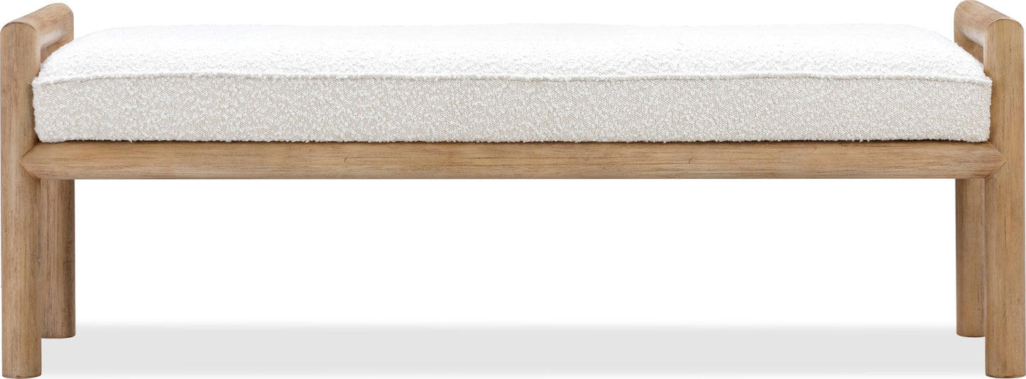 Dorsey Granola/Ricotta Boucle Upholstered Wooden Bench - Ornate Home