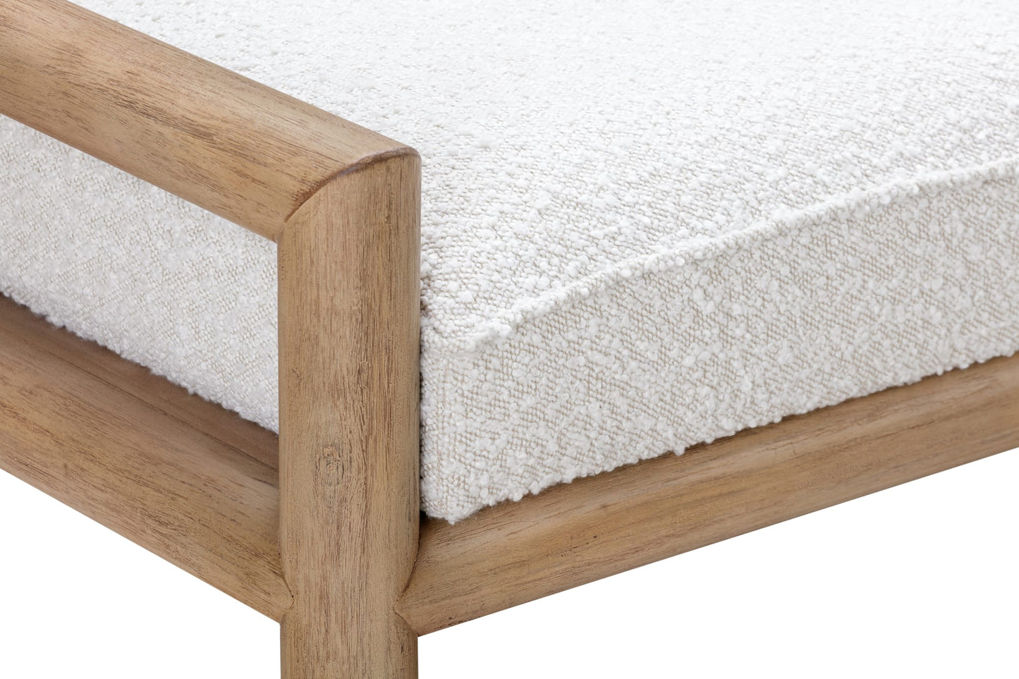 Dorsey Granola/Ricotta Boucle Upholstered Wooden Bench - Ornate Home