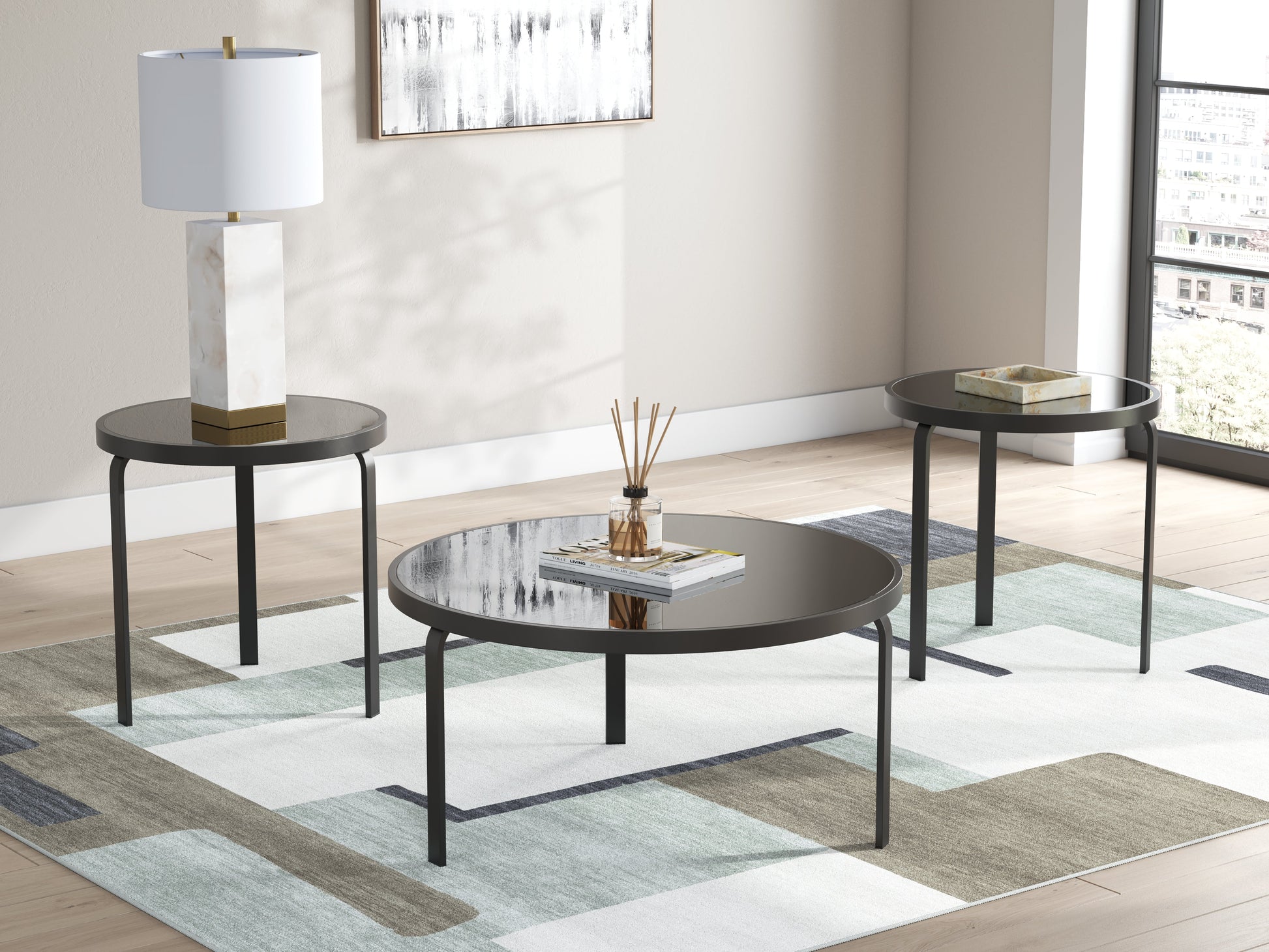 Dorylin Black Occasional Table Set (Set of 3)- Viva Furn