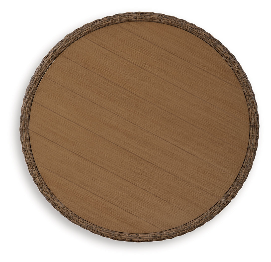 Double Point Beige Round Cocktail Table- Viva Furn
