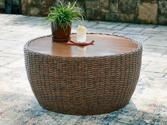 Double Point Beige Round Cocktail Table- Viva Furn