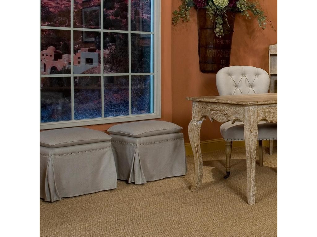 Draped Beige Ottoman (Set of 2) - Ornate Home