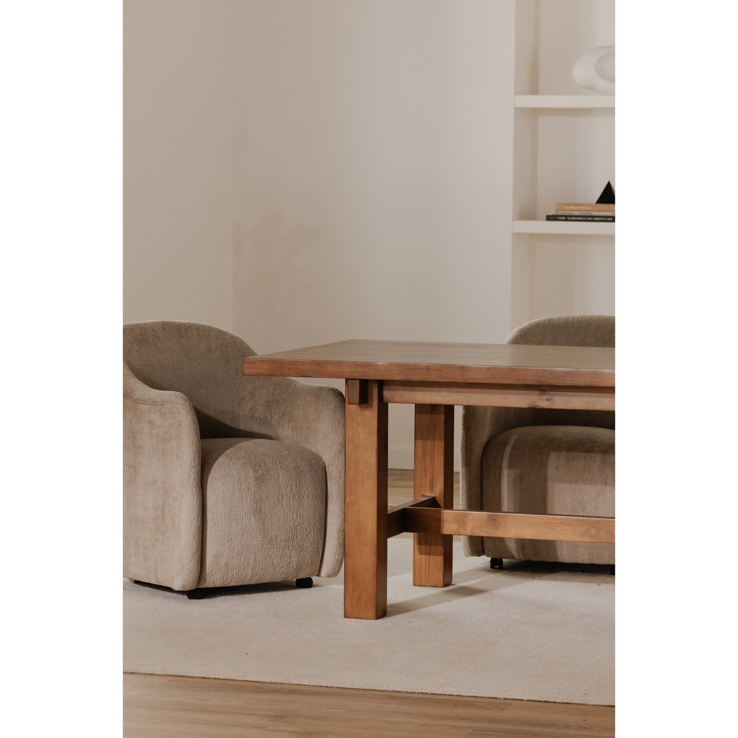 Drava Beige Rolling Dining Chair - Ornate Home