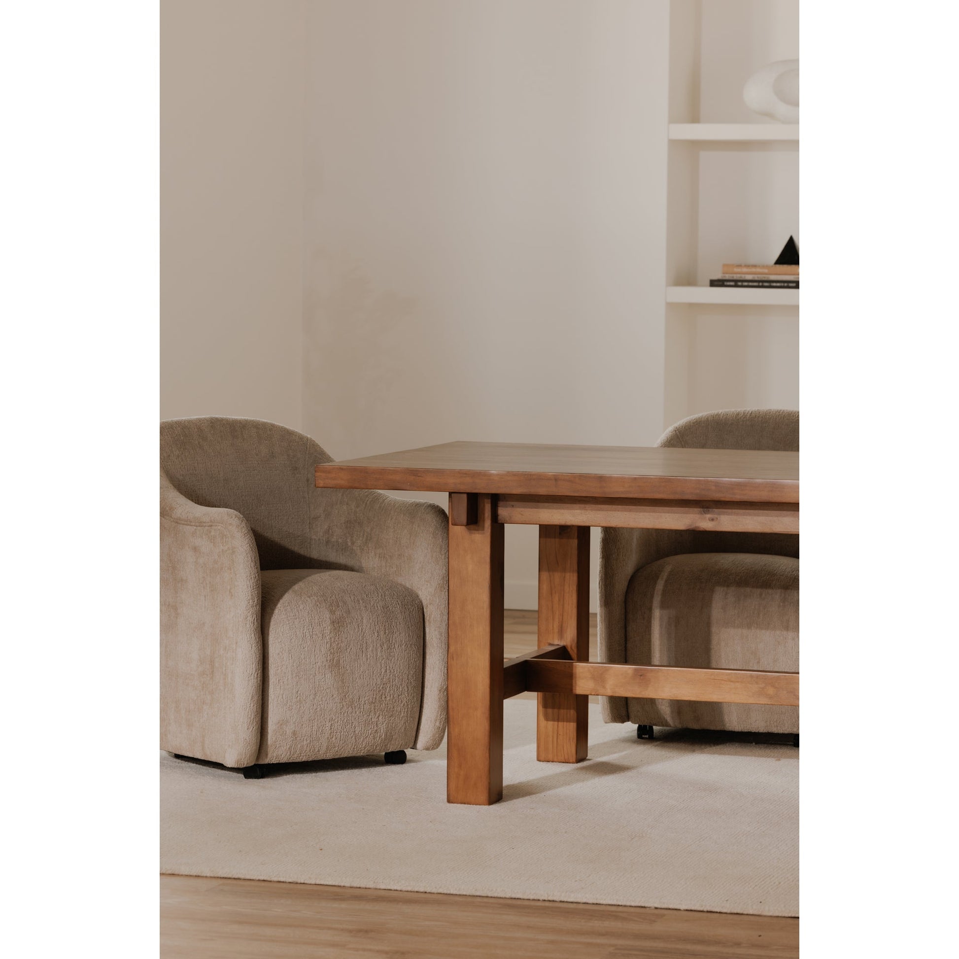 Drava Beige Rolling Dining Chair - Ornate Home