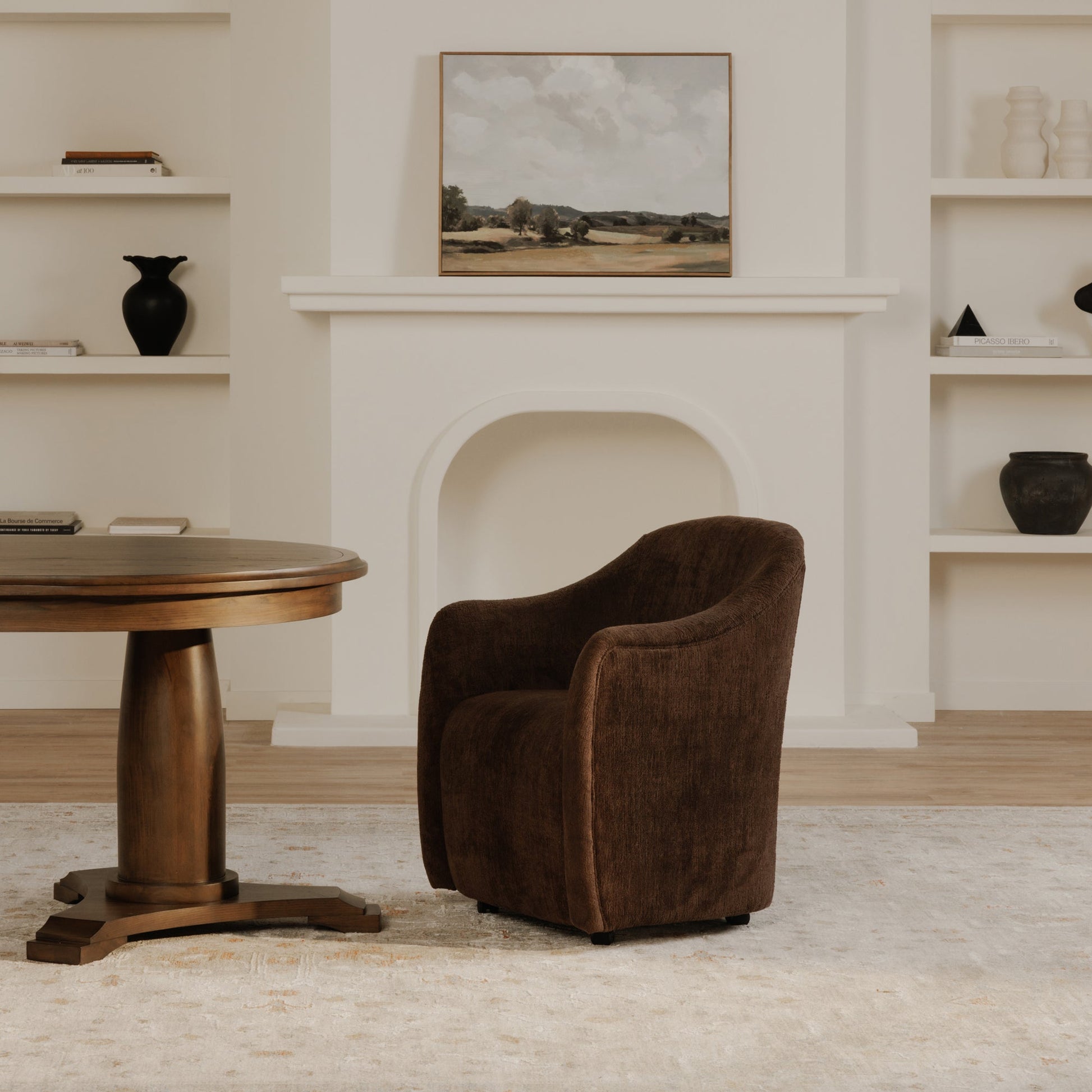 Drava Dark Brown Rolling Dining Chair - Ornate Home