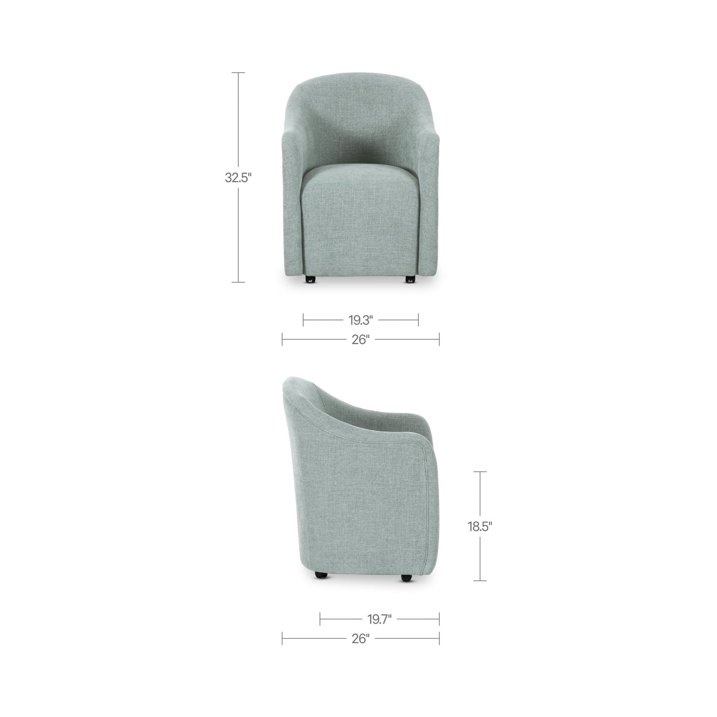Drava Light Blue Rolling Dining Chair - Ornate Home