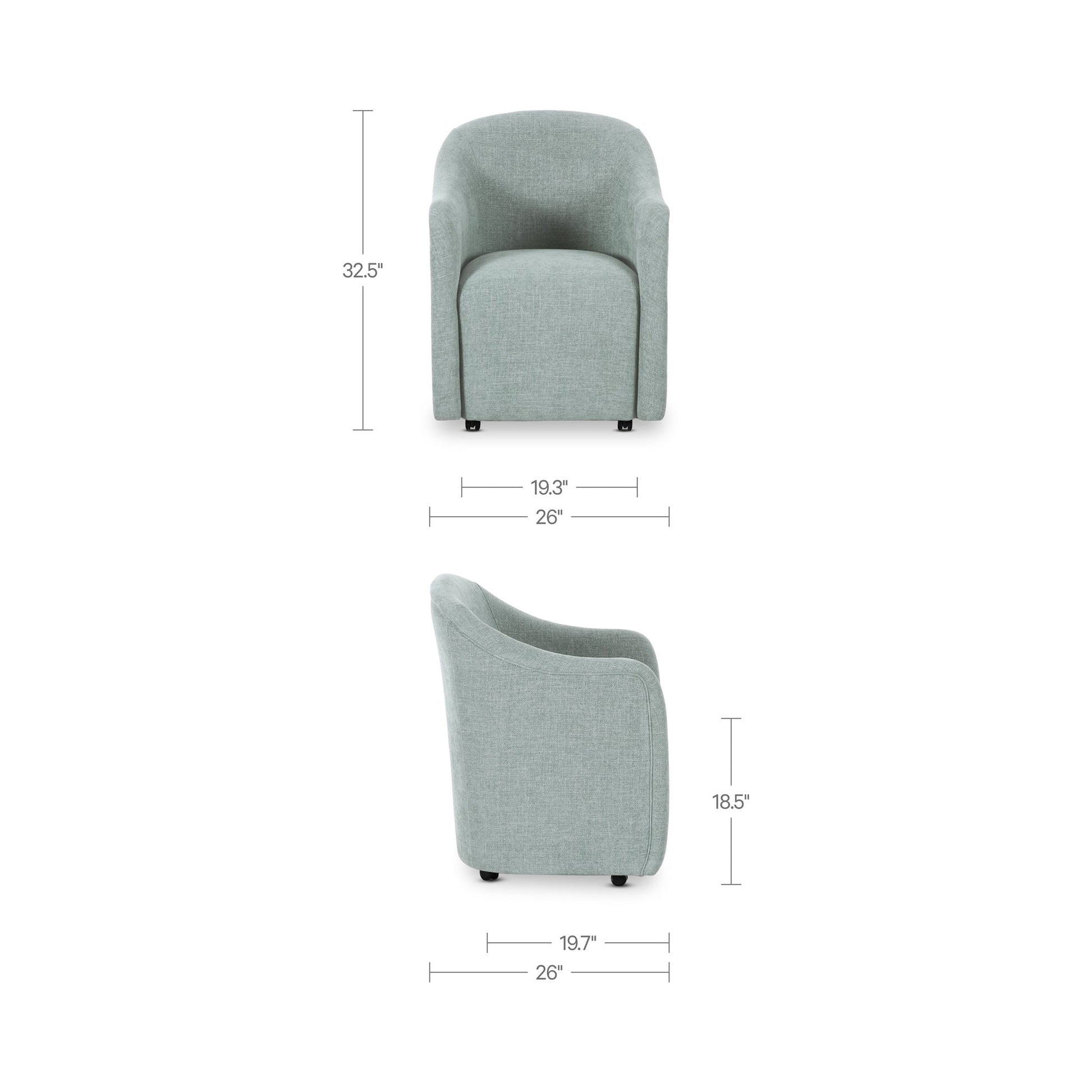 Drava Light Blue Rolling Dining Chair - Ornate Home