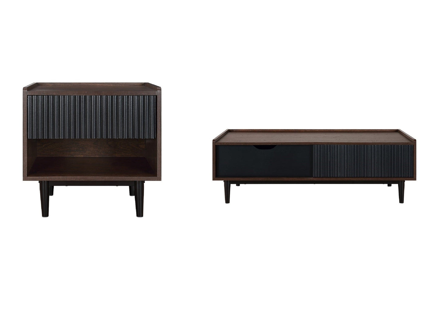 Duane End Table and Coffee Table in Dark Brown and Black - Ornate Home