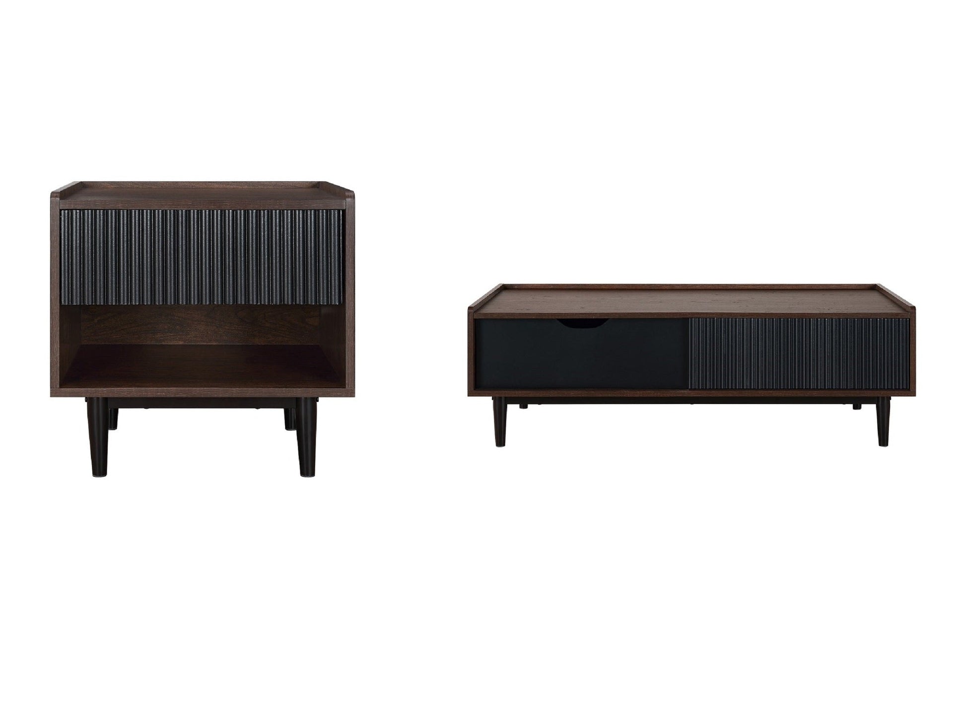 Duane End Table and Coffee Table in Dark Brown and Black - Ornate Home