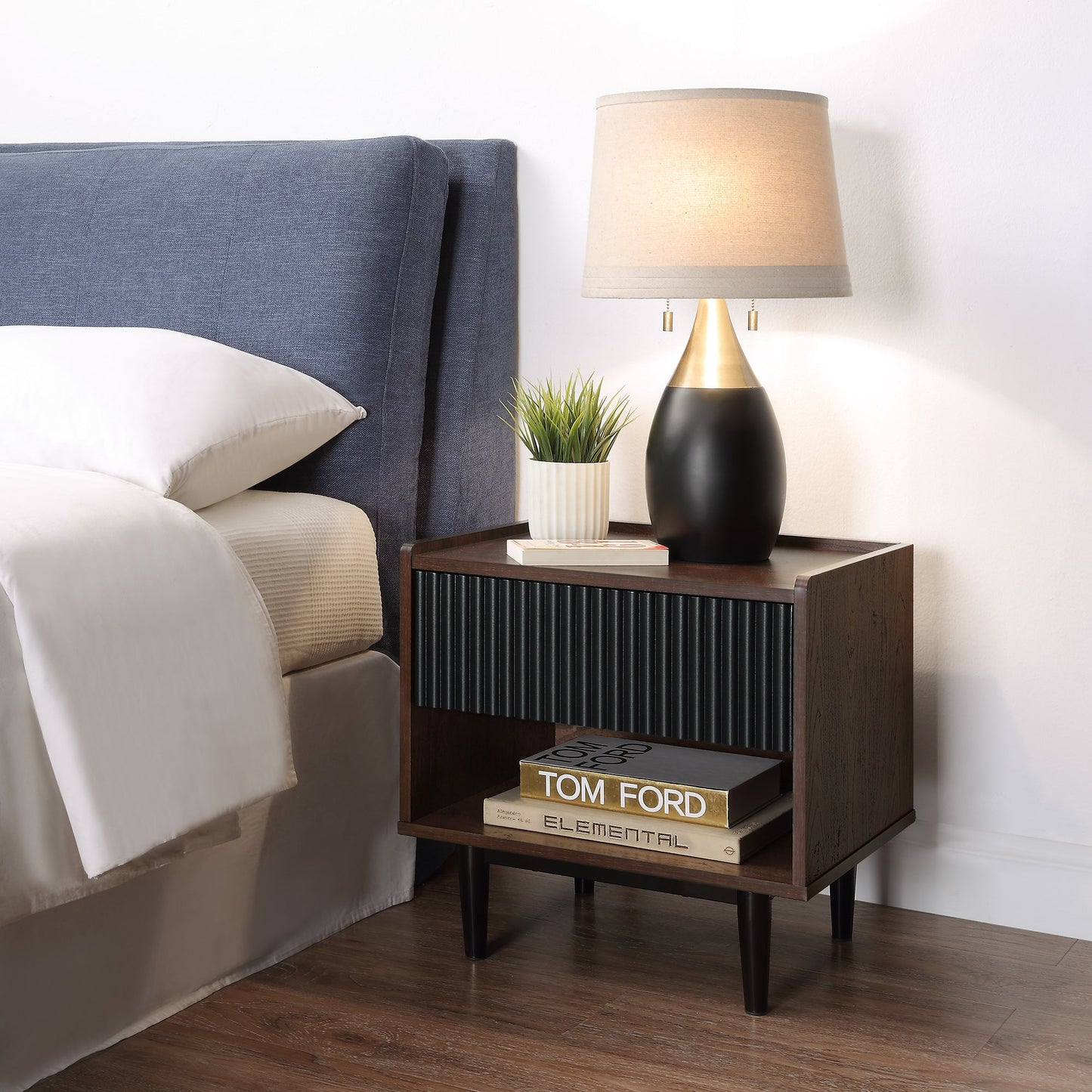 Duane End Table and Coffee Table in Dark Brown and Black - Ornate Home