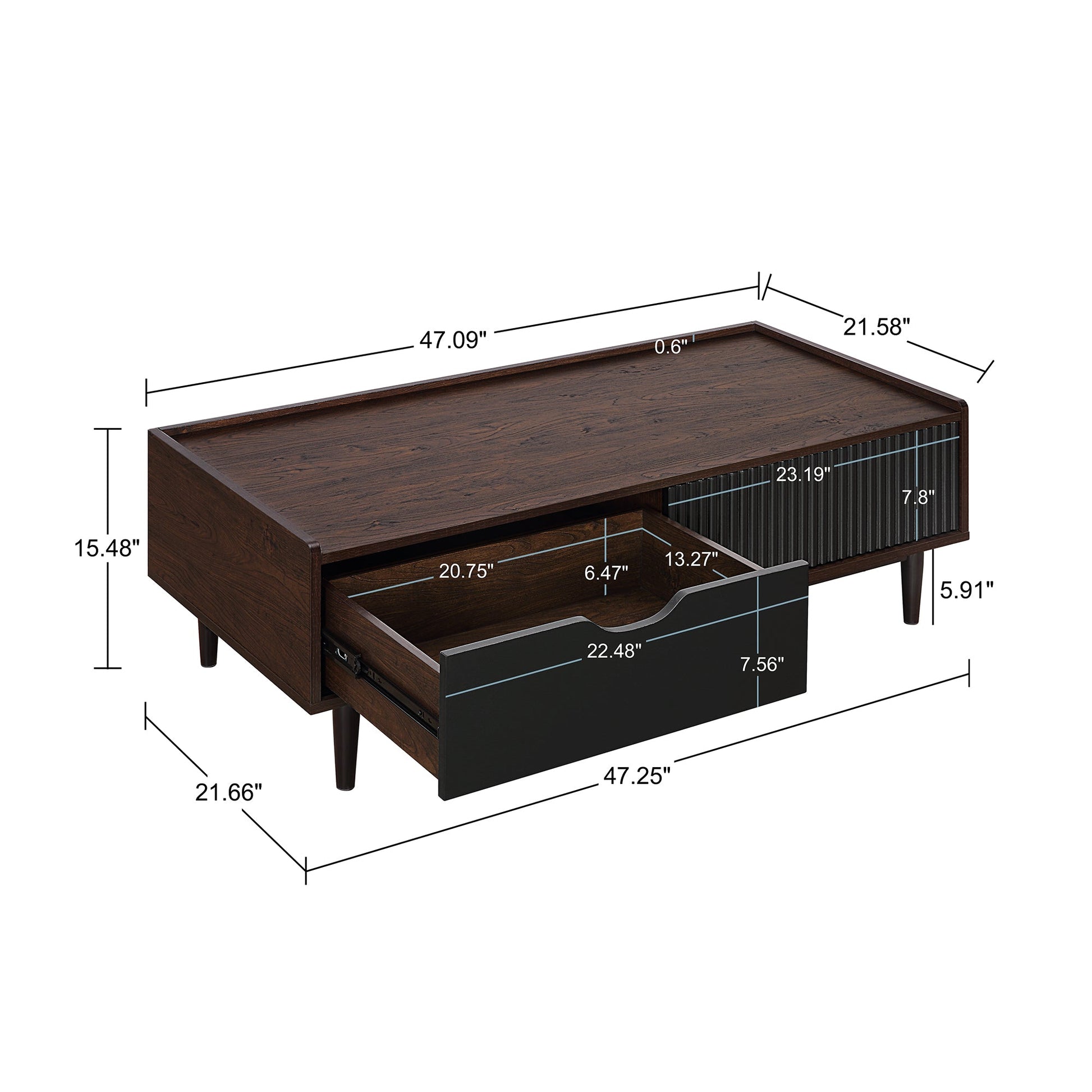 Duane End Table and Coffee Table in Dark Brown and Black - Ornate Home