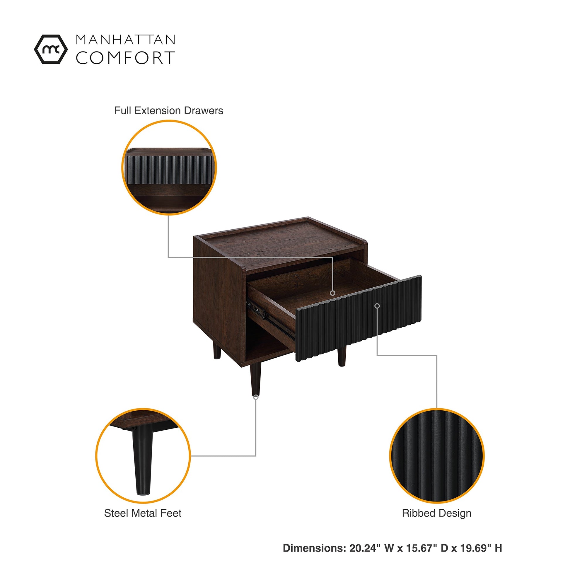 Duane End Table and Coffee Table in Dark Brown and Black - Ornate Home