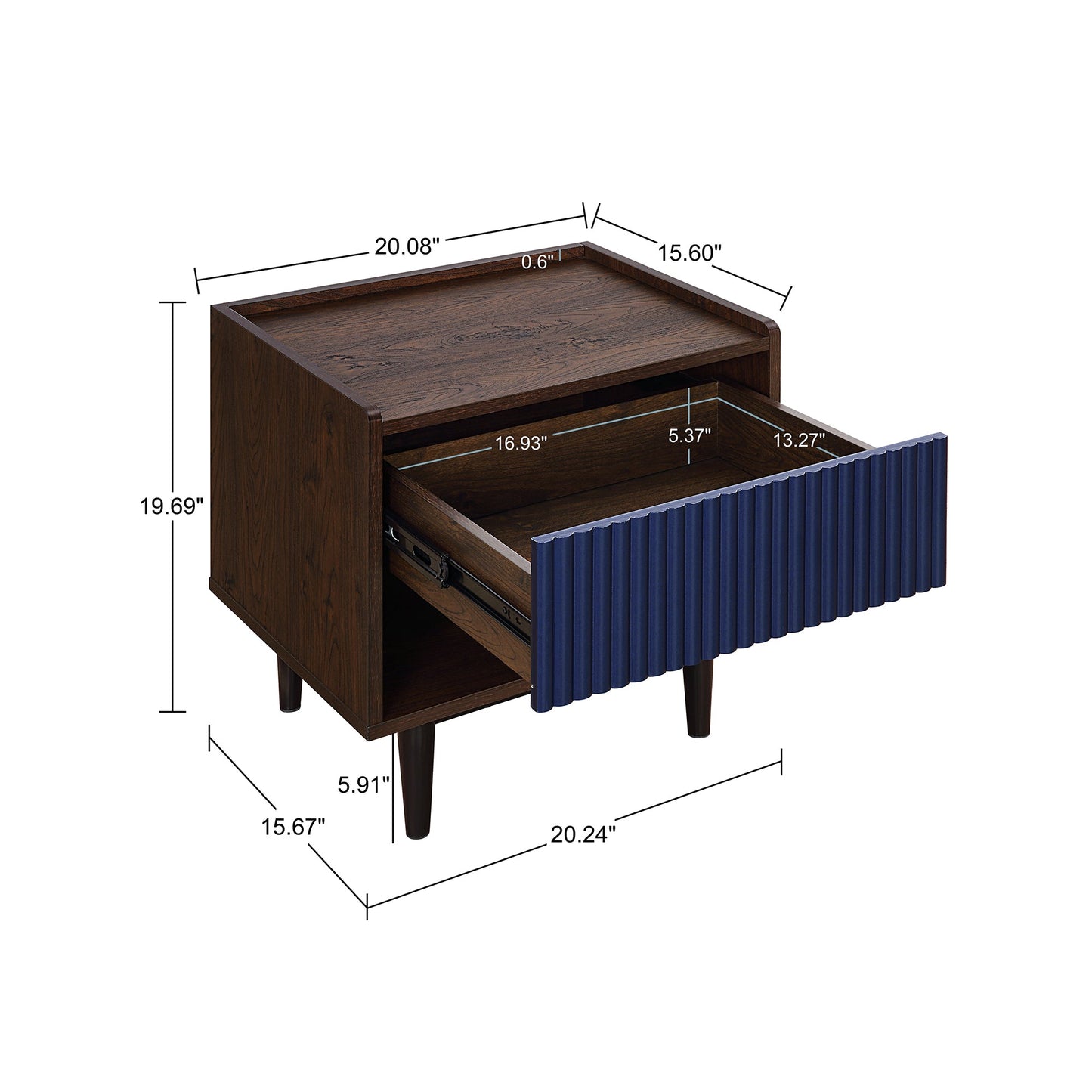 Duane End Table and Coffee Table in Dark Brown and Navy Blue - Ornate Home