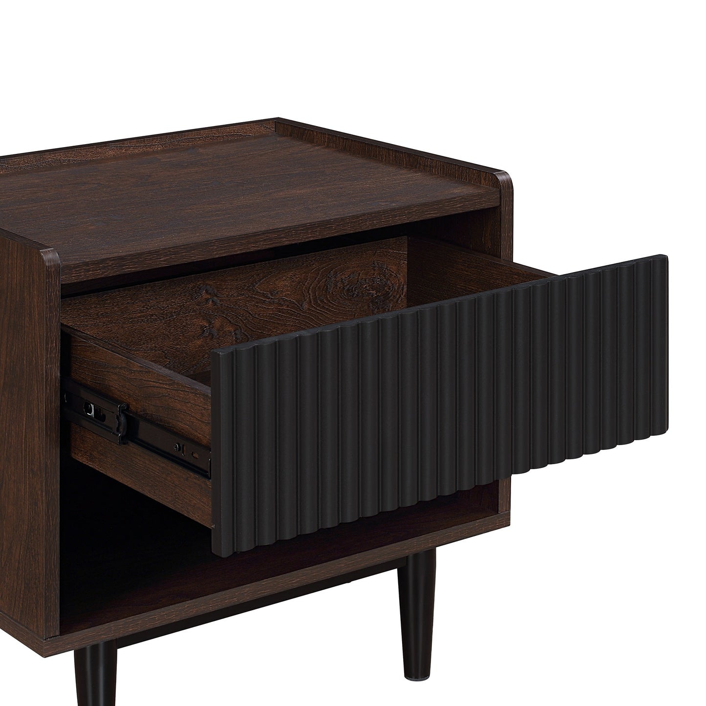 Duane Nightstand in Dark Brown and Black - Ornate Home