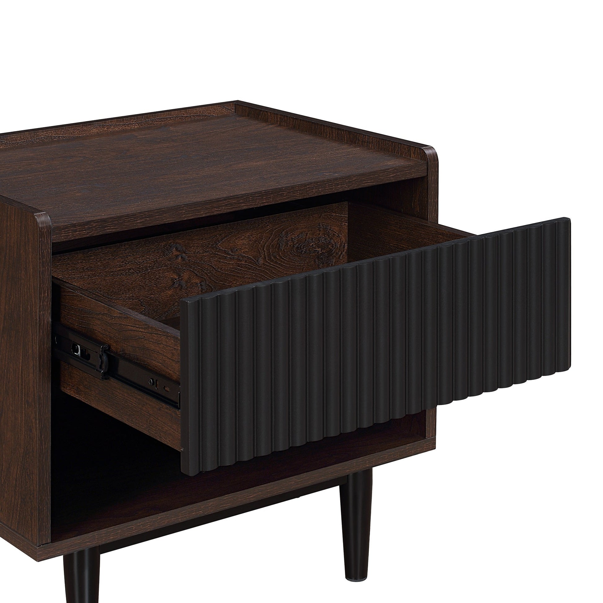 Duane Nightstand in Dark Brown and Black - Ornate Home
