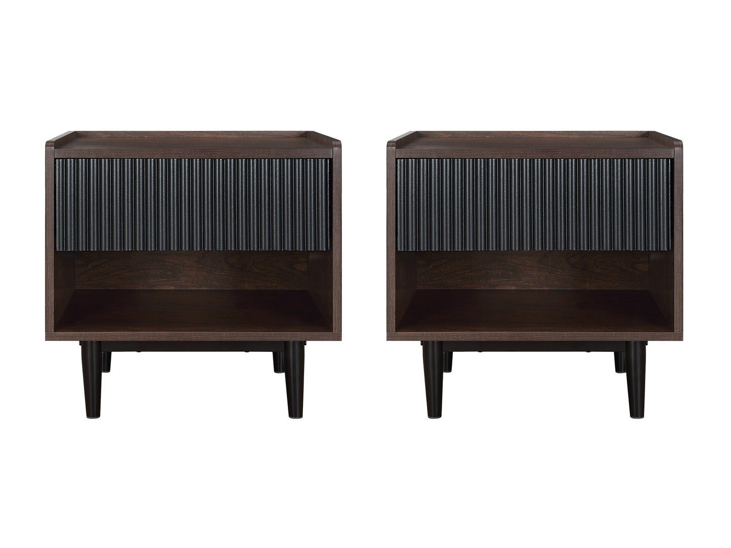Duane Nightstand in Dark Brown and Black (set of 2) - Ornate Home