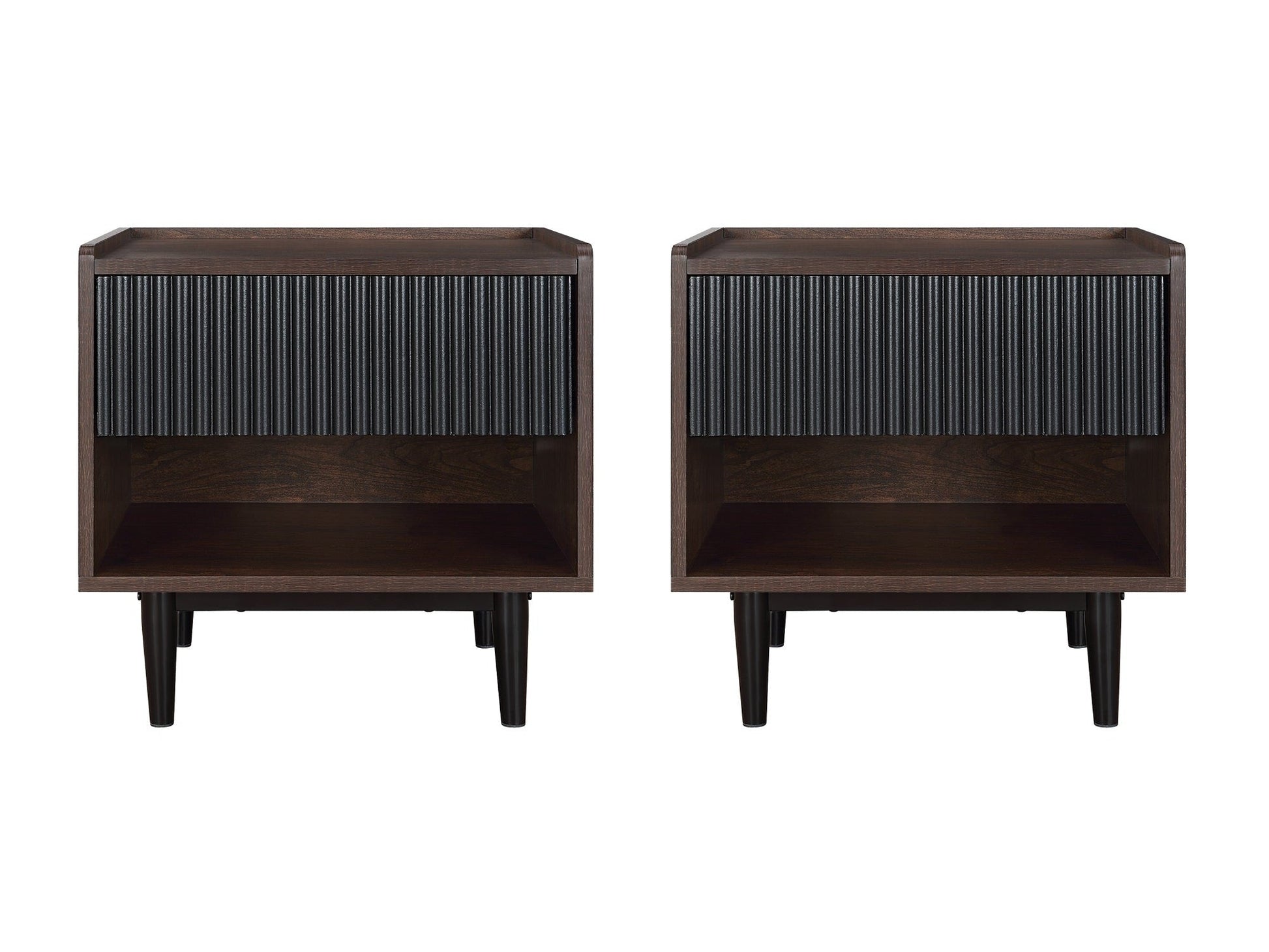 Duane Nightstand in Dark Brown and Black (set of 2) - Ornate Home