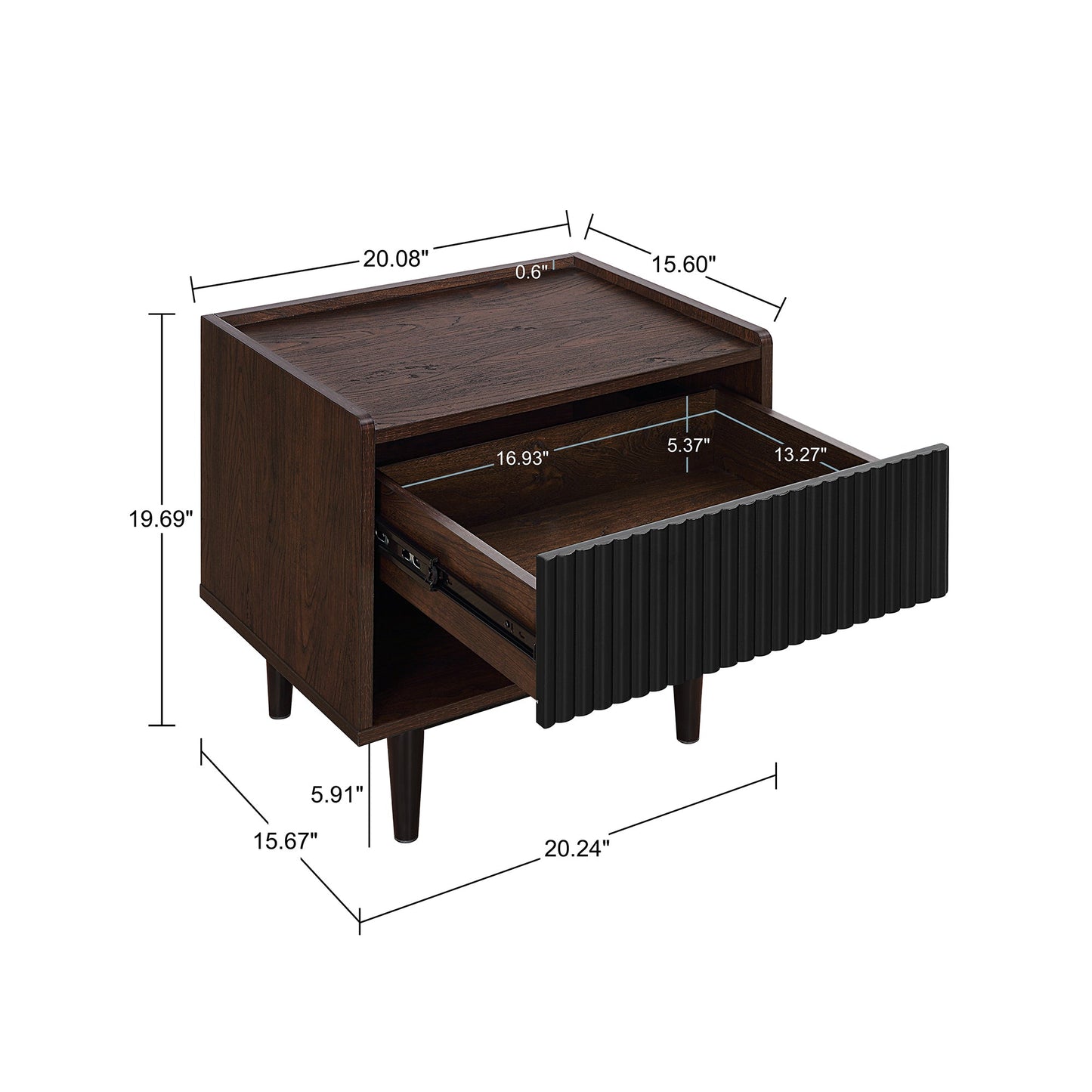 Duane Nightstand in Dark Brown and Black (set of 2) - Ornate Home