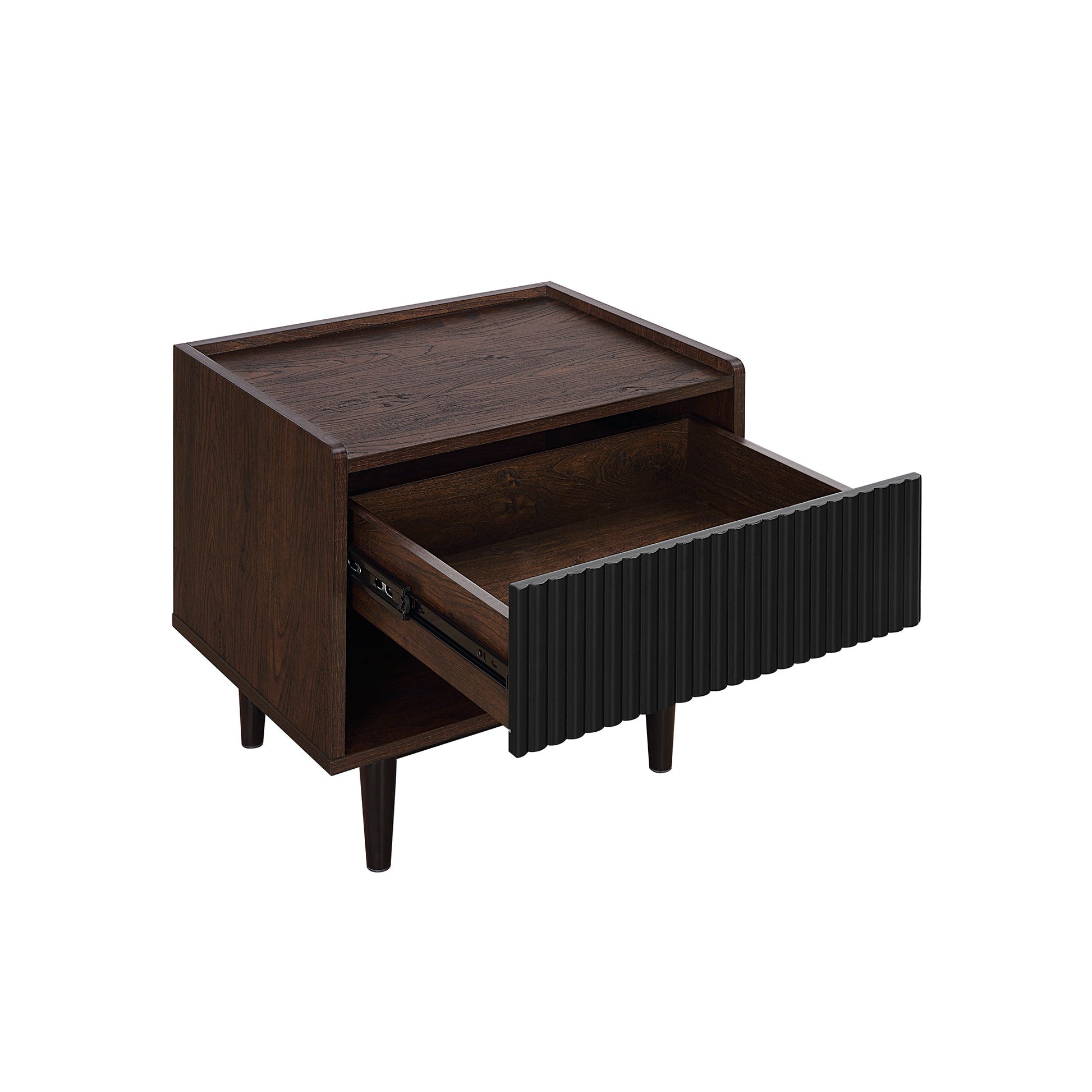 Duane Nightstand in Dark Brown and Black (set of 2) - Ornate Home