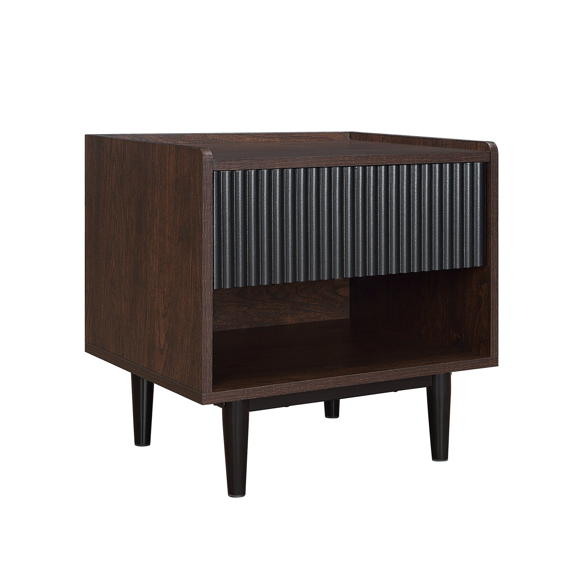 Duane Nightstand in Dark Brown and Black (set of 2) - Ornate Home