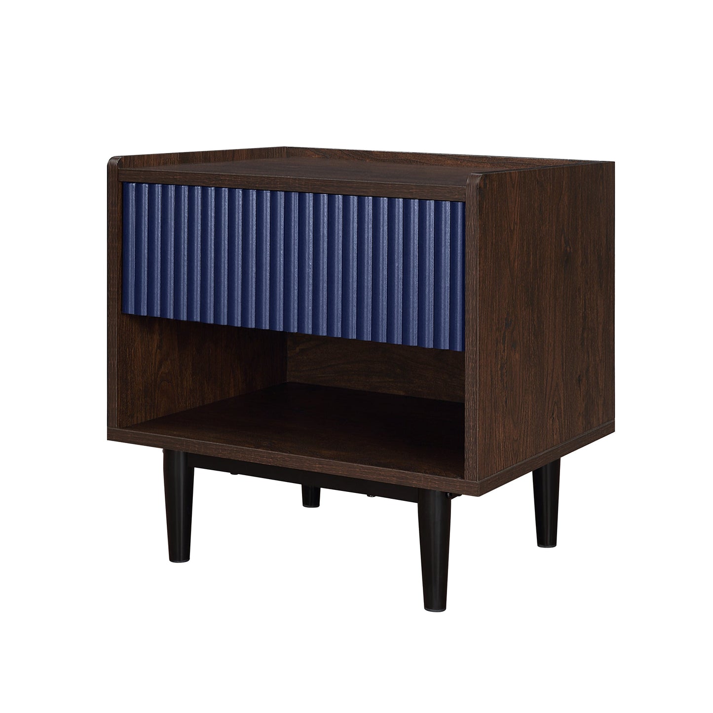 Duane Nightstand in Dark Brown and Navy Blue - Ornate Home