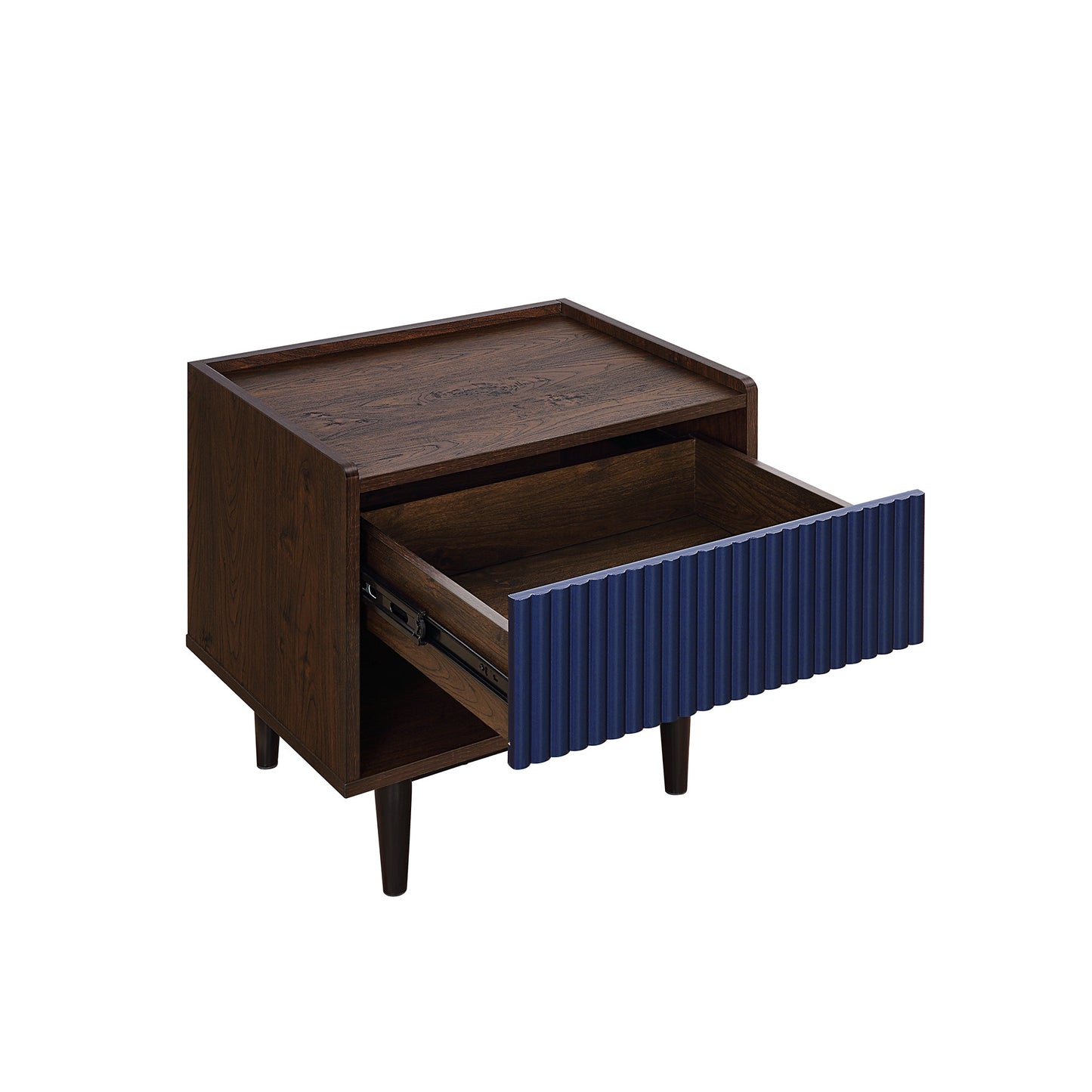 Duane Nightstand in Dark Brown and Navy Blue (set of 2) - Ornate Home