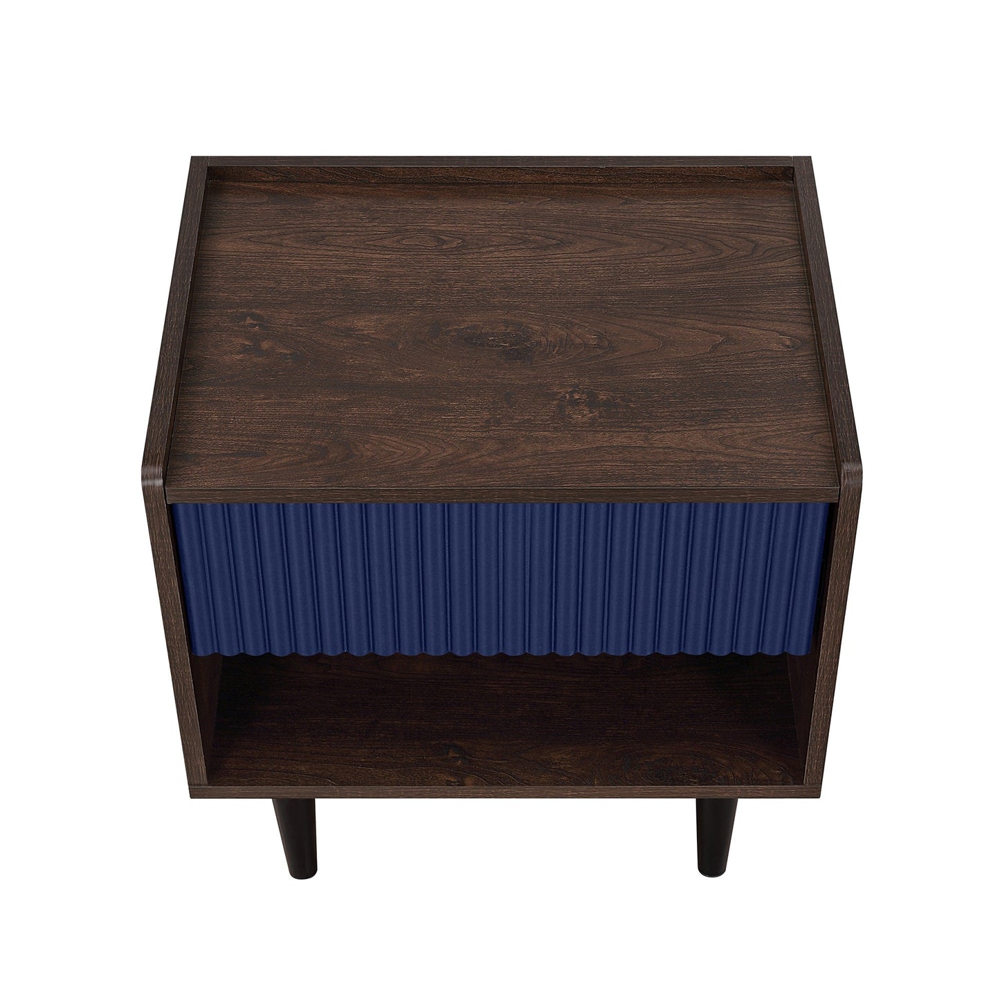 Duane Nightstand in Dark Brown and Navy Blue (set of 2) - Ornate Home