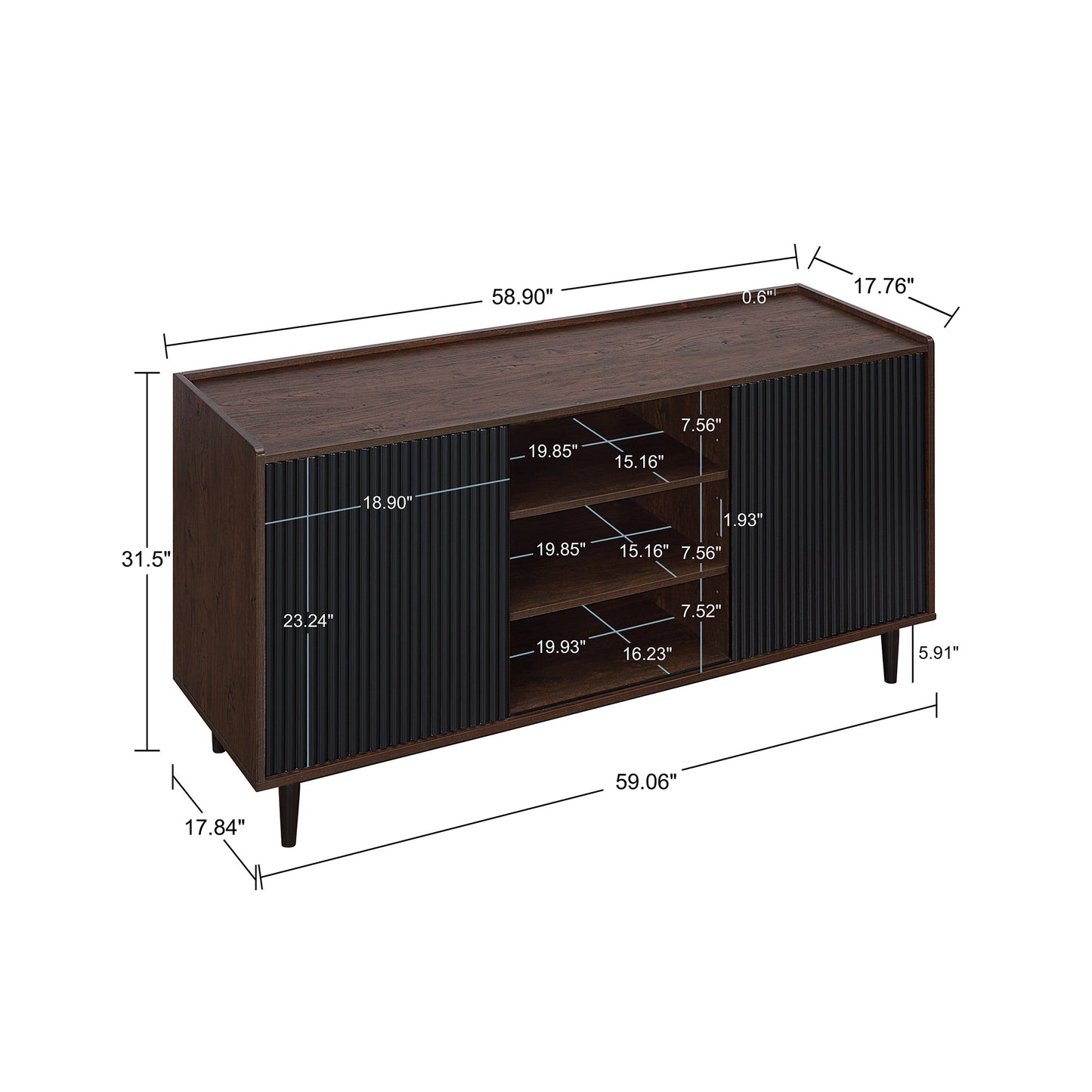 Duane Sideboard in Dark Brown and Black - Ornate Home