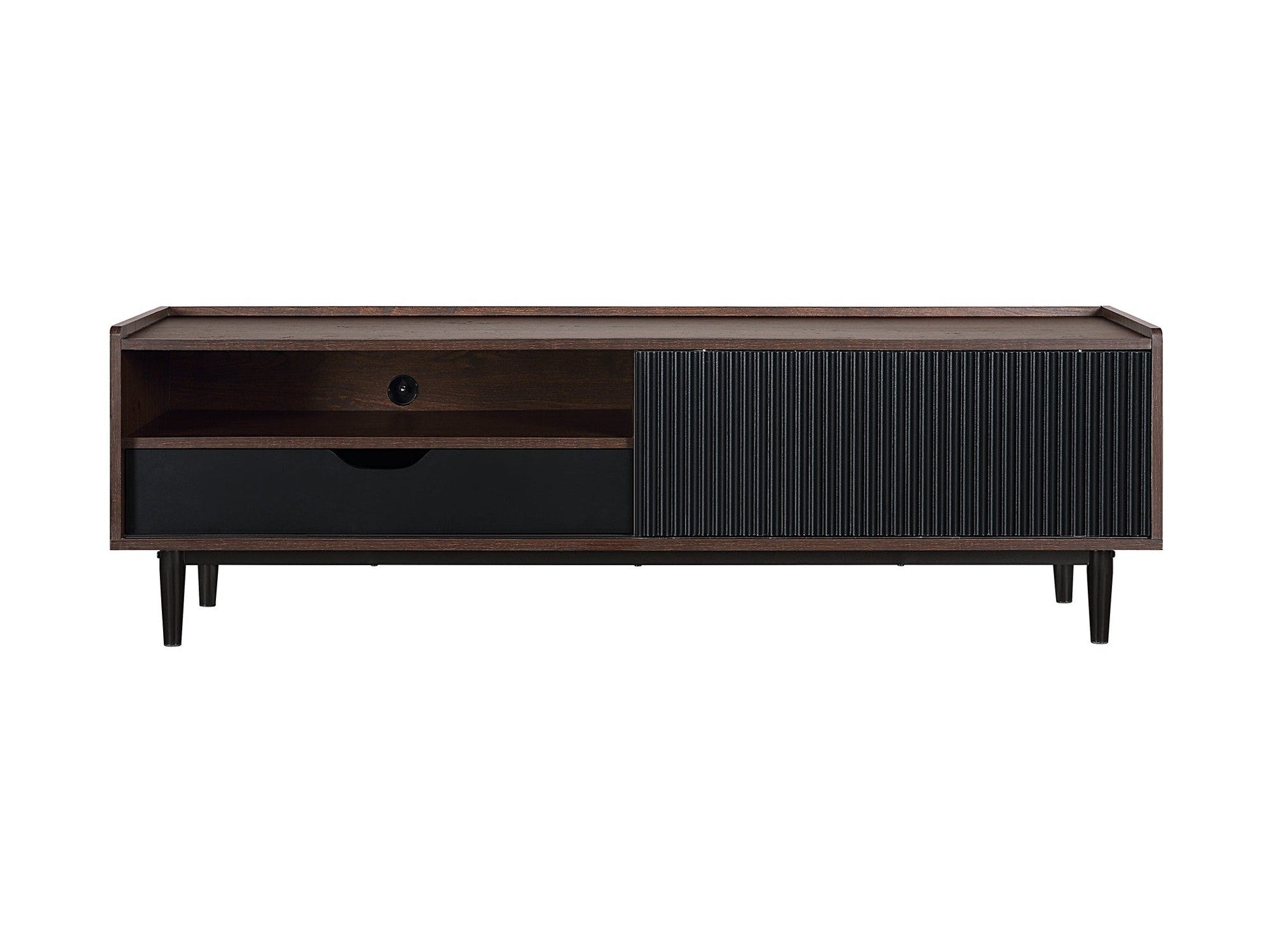 Duane TV Stand in Dark Brown and Black - Ornate Home