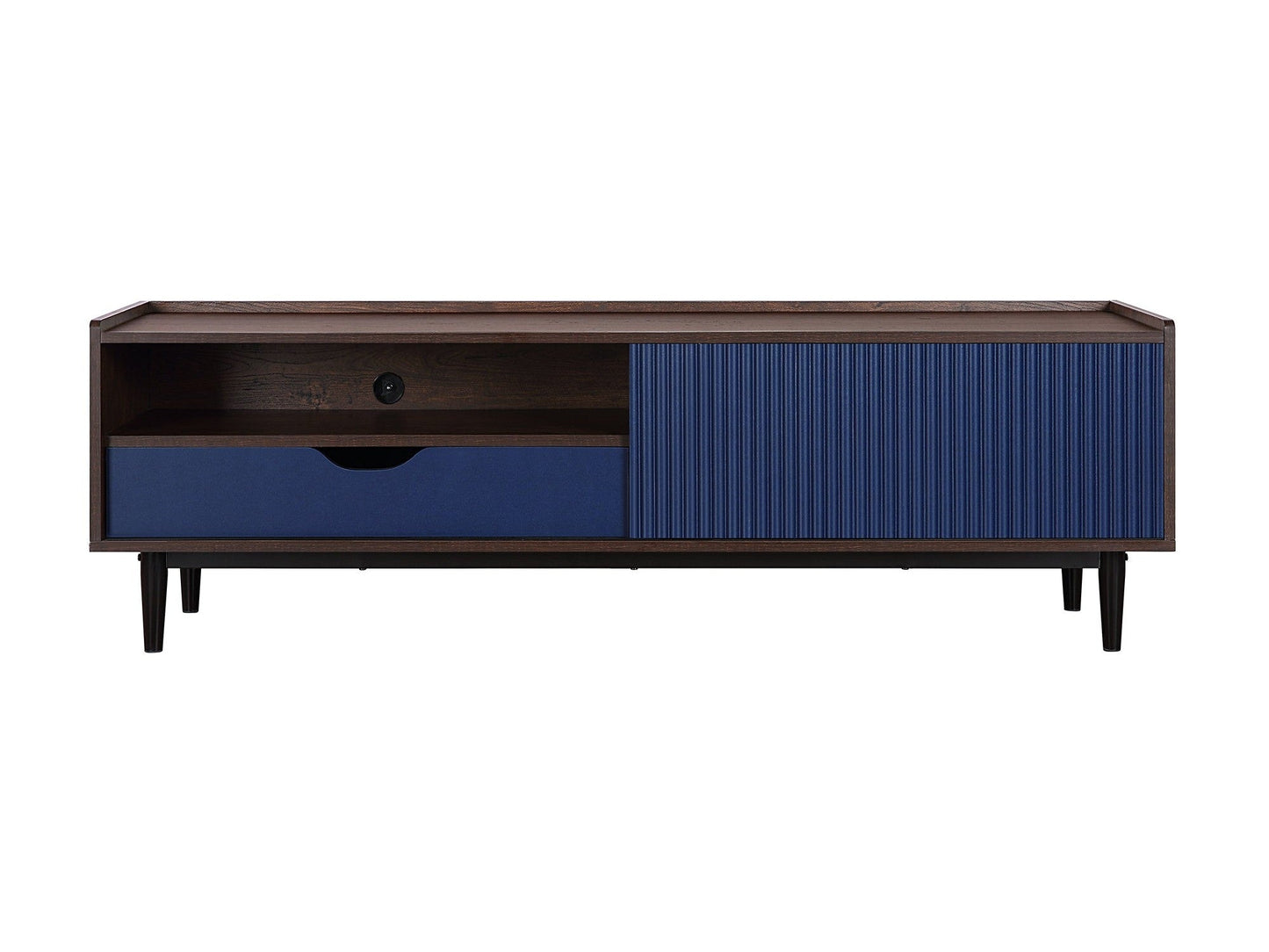 Duane TV Stand in Dark Brown and Navy Blue - Ornate Home