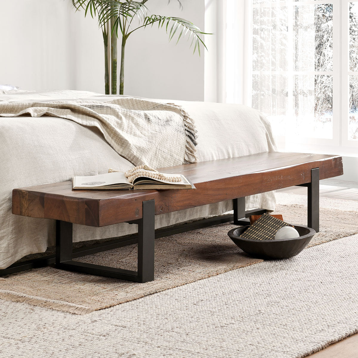 Duarte Brown Bench - Ornate Home