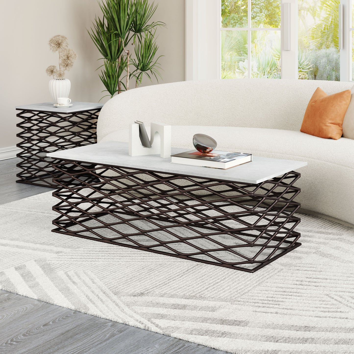 Duchess White & Antique Bronze Coffee Table - Ornate Home