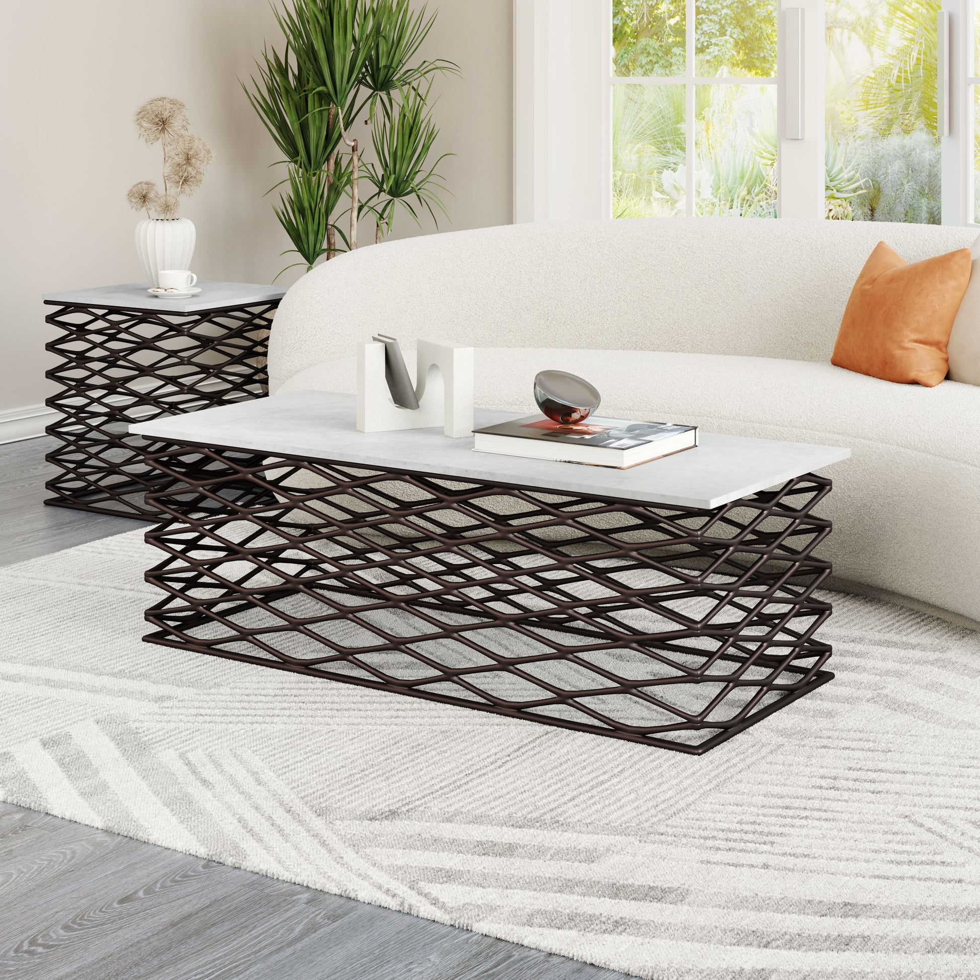 Duchess White & Antique Bronze Coffee Table - Ornate Home