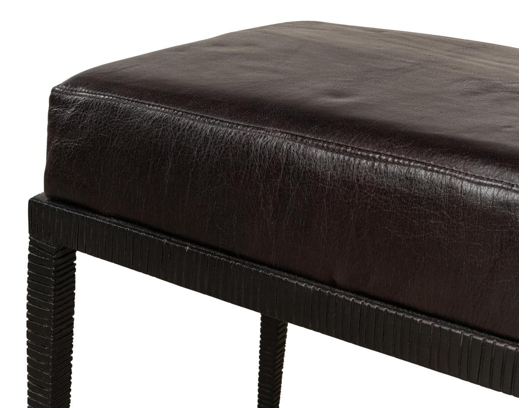 Duke Ridged Black Iron Bench - Ornate Home