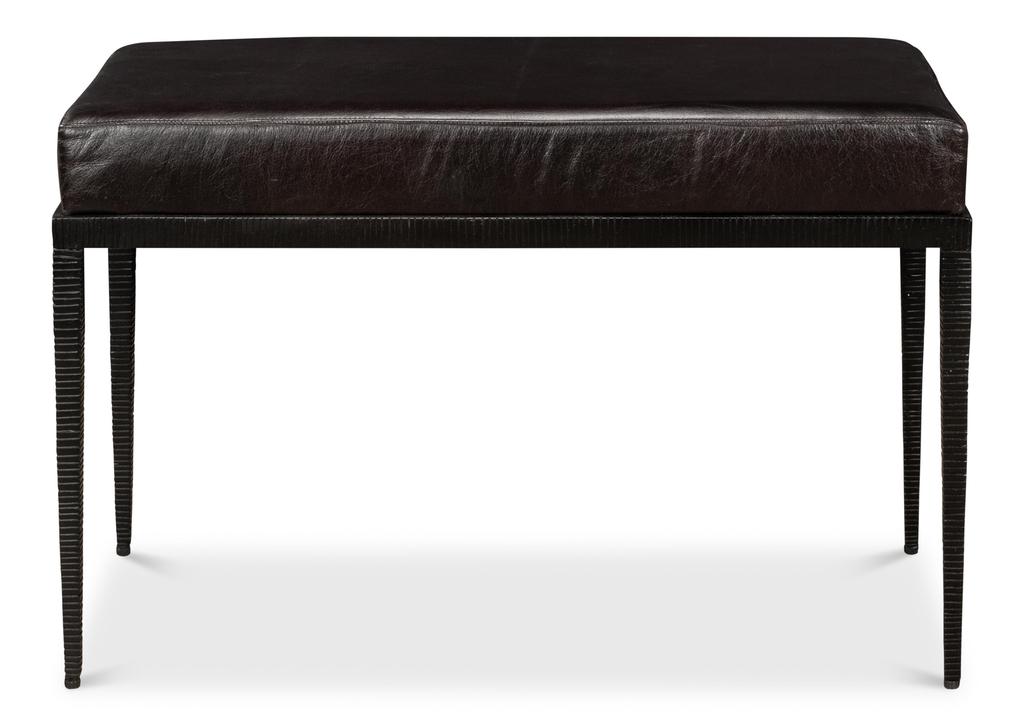 Duke Ridged Black Iron Bench - Ornate Home