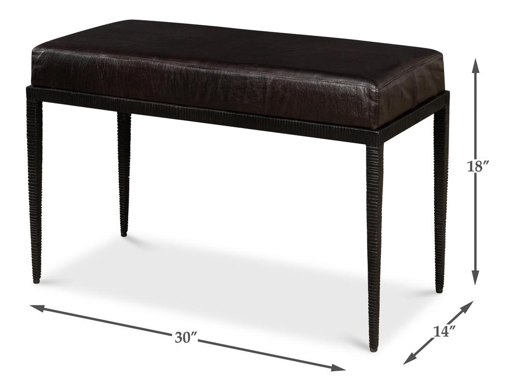 Duke Ridged Black Iron Bench - Ornate Home
