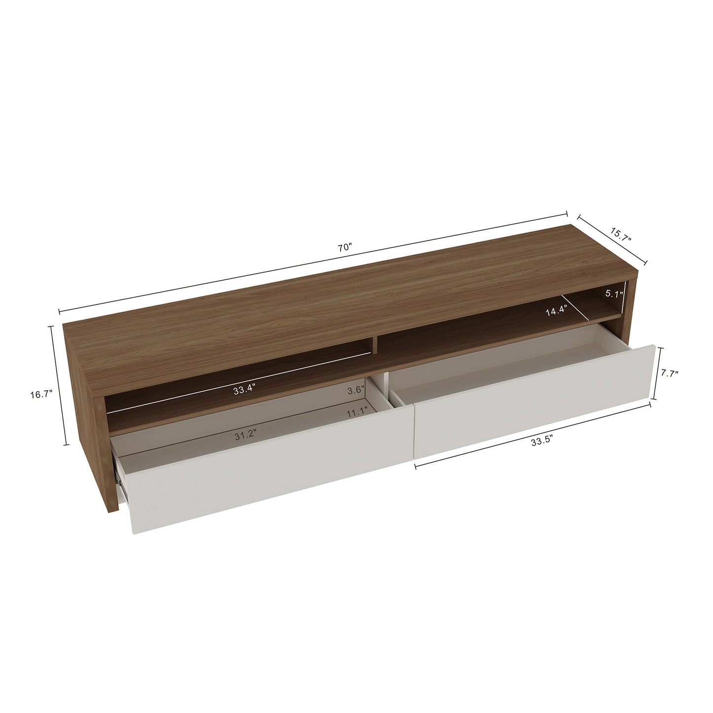 Duncan 70" TV Stand in Maple and Off White - Ornate Home