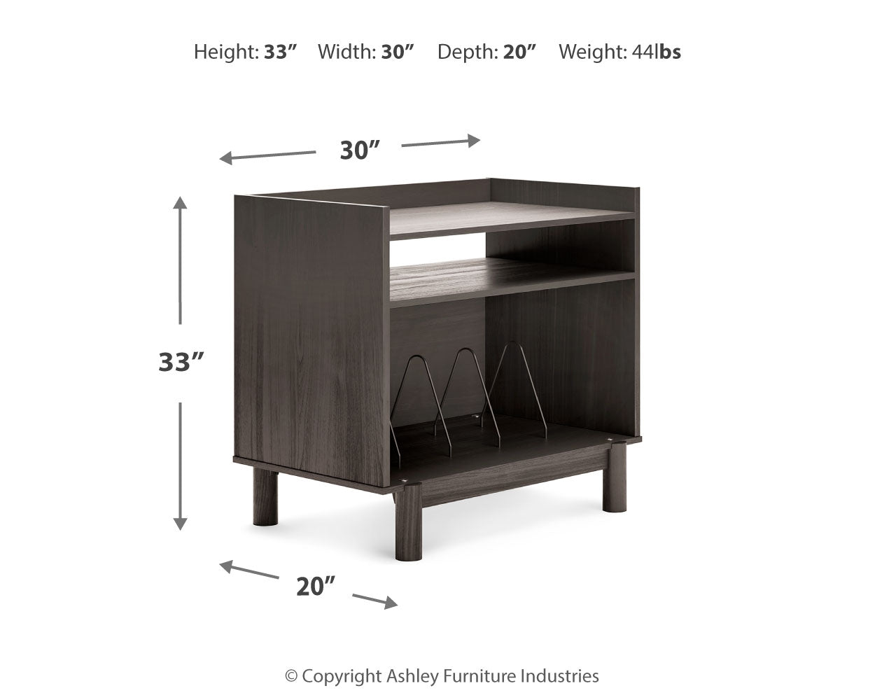 Brymont Dark Gray Turntable Accent Console