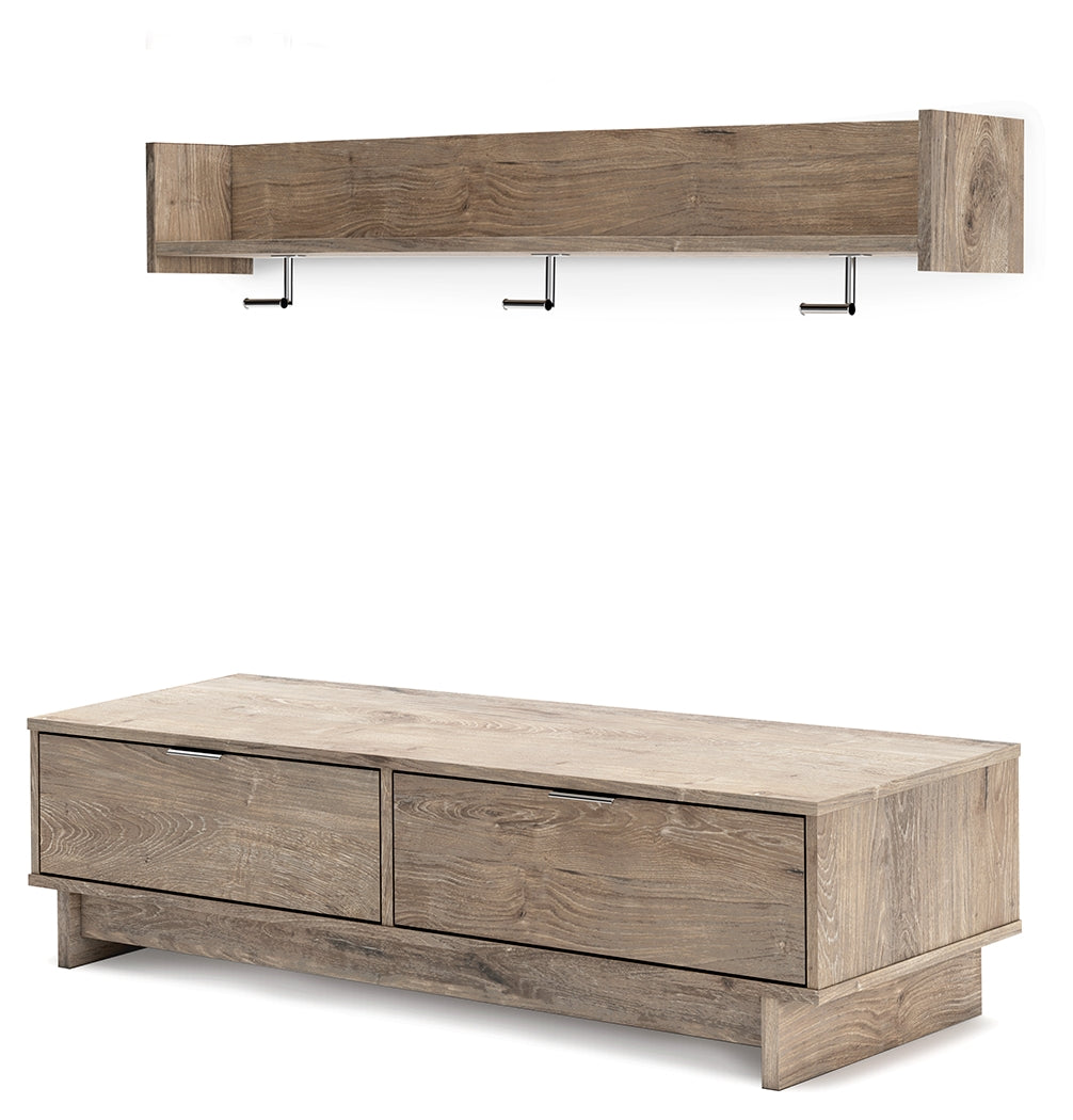 Oliah Natural Bench with Coat Rack