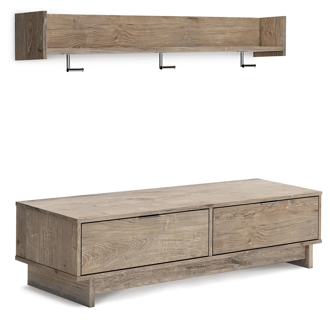 Oliah Natural Bench with Coat Rack