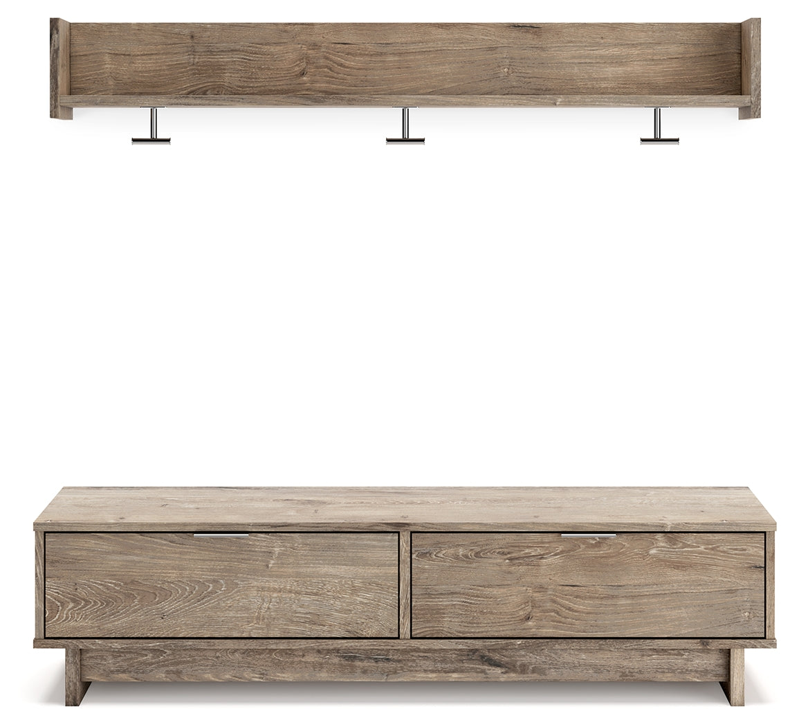 Oliah Natural Bench with Coat Rack