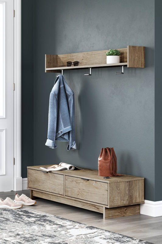 Oliah Natural Bench with Coat Rack