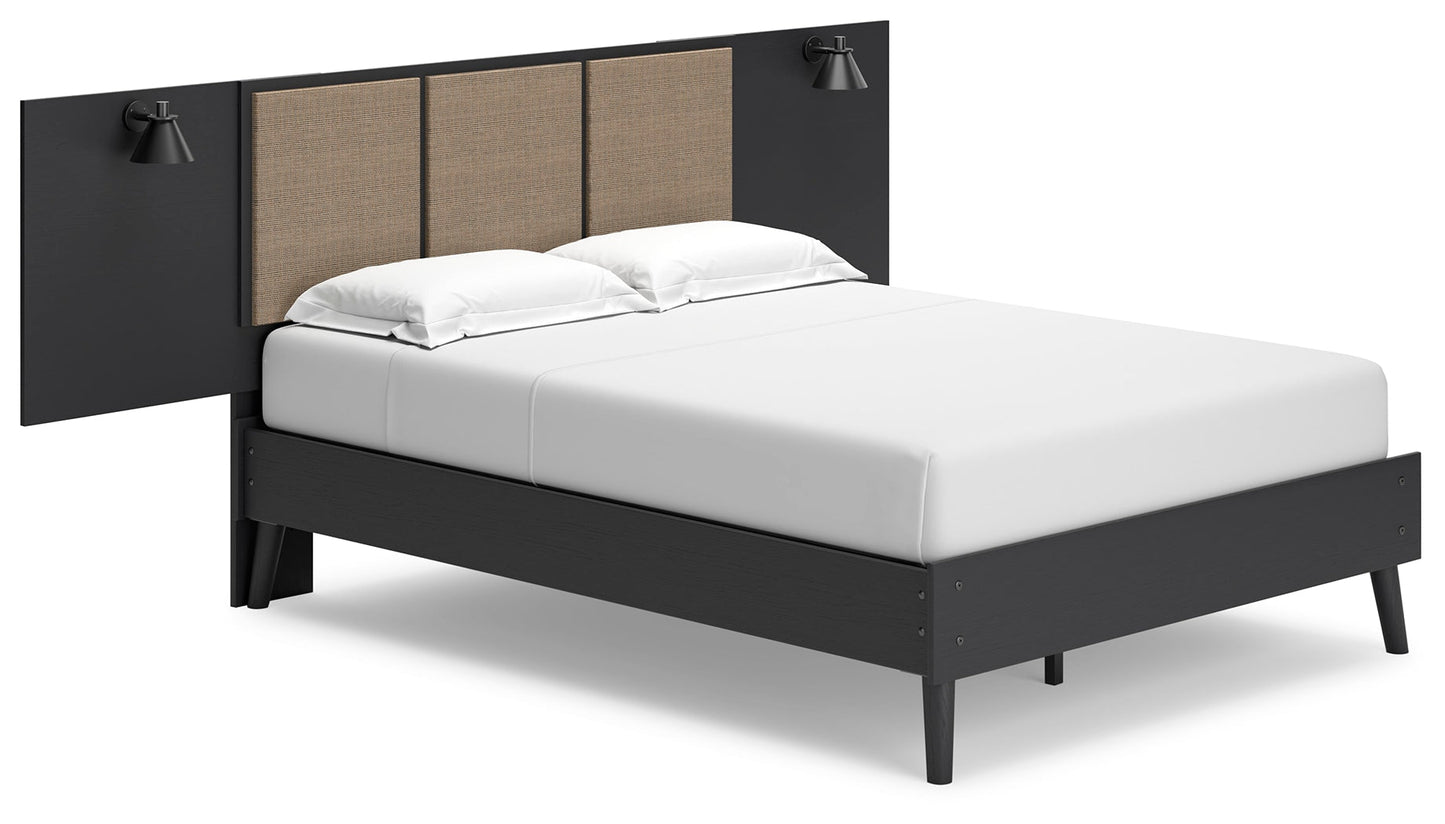 Charlang Two-tone Full Panel Platform Bed with 2 Extensions