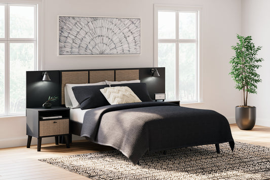 Charlang Two-tone Full Panel Platform Bed with 2 Extensions