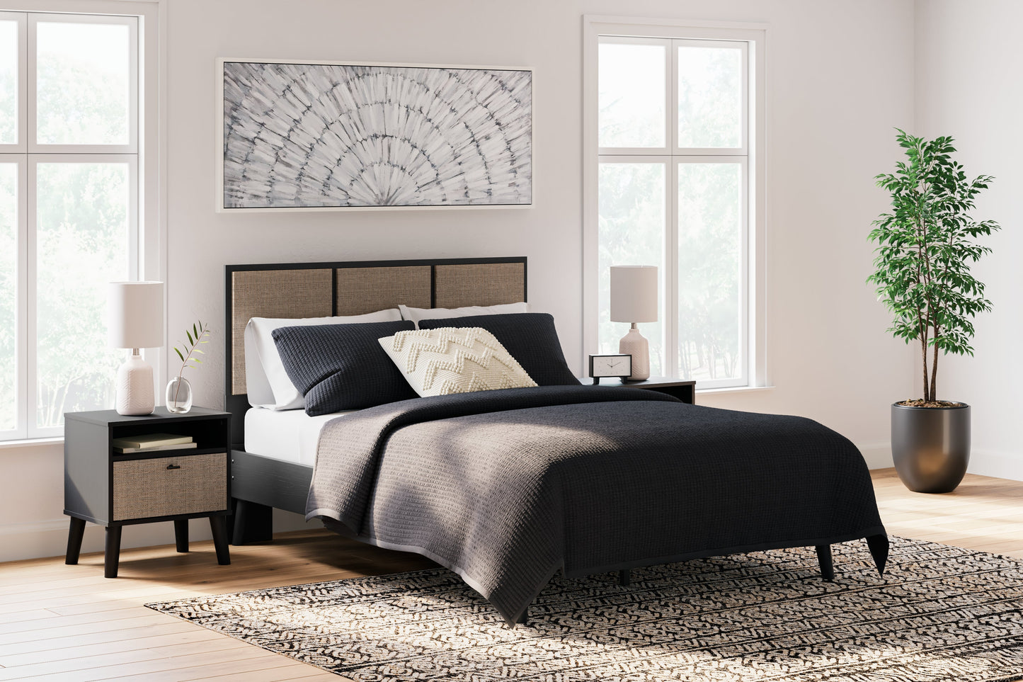 Charlang Two-tone Full Panel Platform Bed