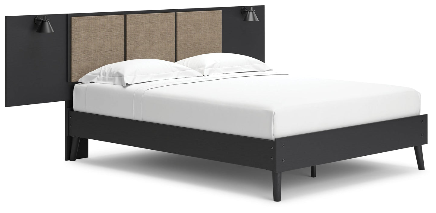 Charlang Two-tone Queen Panel Platform Bed with 2 Extensions