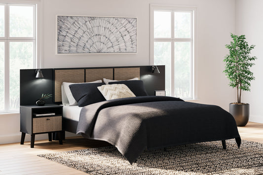 Charlang Two-tone Queen Panel Platform Bed with 2 Extensions